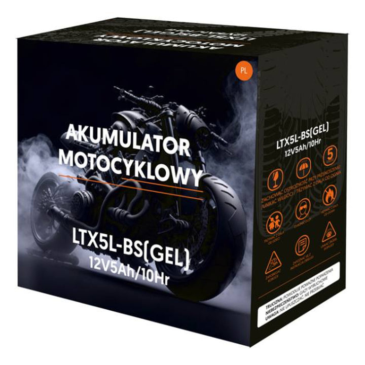 Akumulator żelowy Lamex, motocyklowy, 12V, 5Ah, LTX5L-BS
