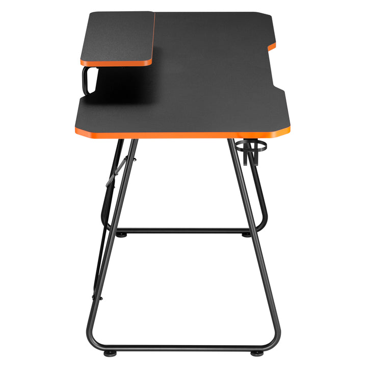 Biurko gamingowe z półką na monitor NanoRS, 50kg max, wysokość 850mm, czarne, RS170+Organizer kabli / maskownica do biurka Nano RS, 1345mm, czarno czerwony, RS125