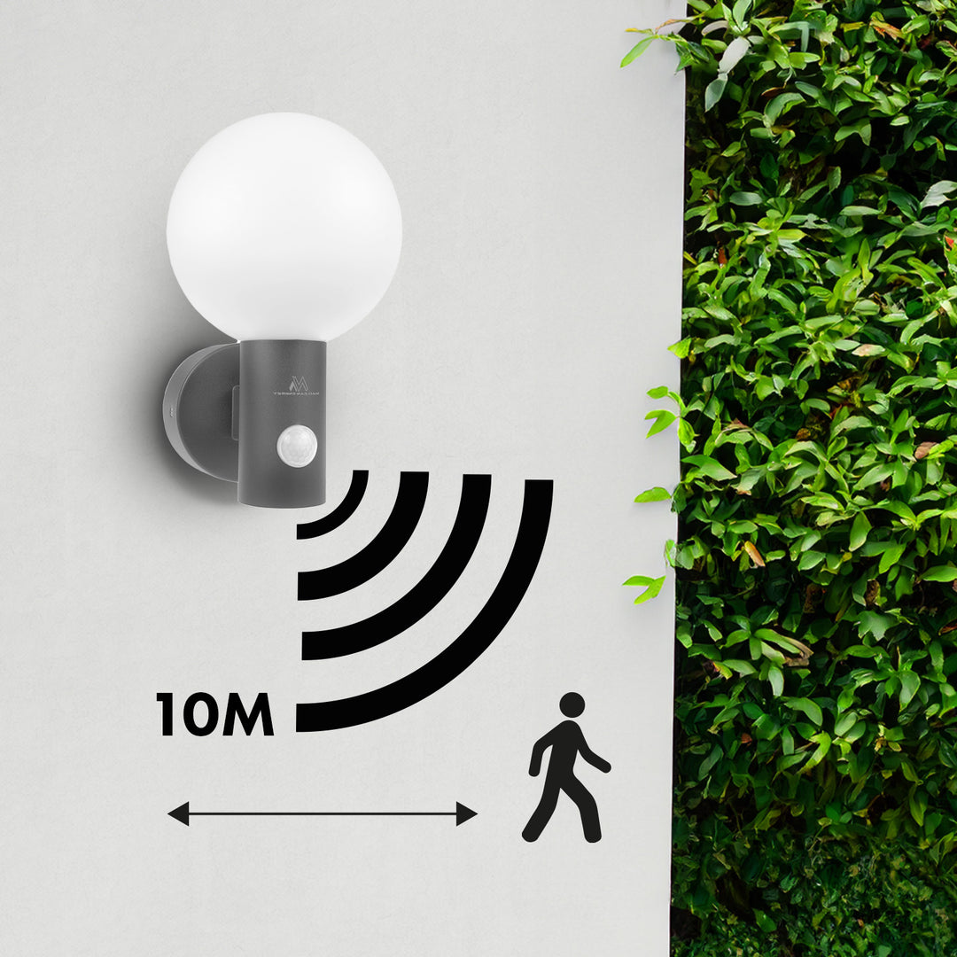 Lampa LED z czujnikiem ruchu Maclean, czujnik ruchu PIR, kolor szary, 15W, IP65, 1600lm, barwa neutralna biała (4000K) MCE515 GR, 2 sztuki