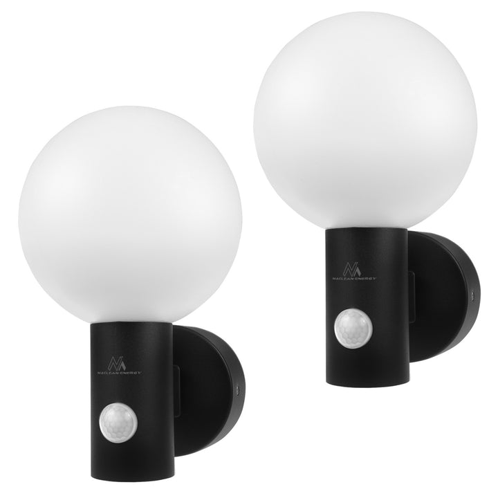 Lampa LED z czujnikiem ruchu Maclean, czujnik ruchu PIR, kolor czarny, 15W, IP65, 1600lm, barwa neutralna biała (4000K) MCE515 B, 2 sztuki