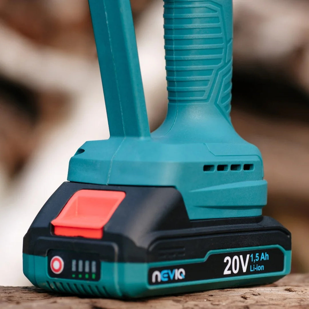 Akumulatorowa piła łańcuchowa NEVIQ, prowadnica 6'', 200W, akumulator Li-ion 1,5 Ah, L04302