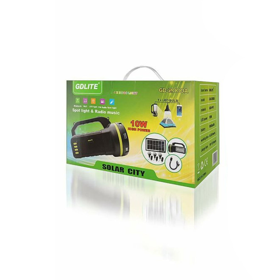 Wielofunkcyjna latarka solarna Verna, 6w1, powerbank, panel solarny, lampa, lampki LED, głośnik+radio, Tur000008