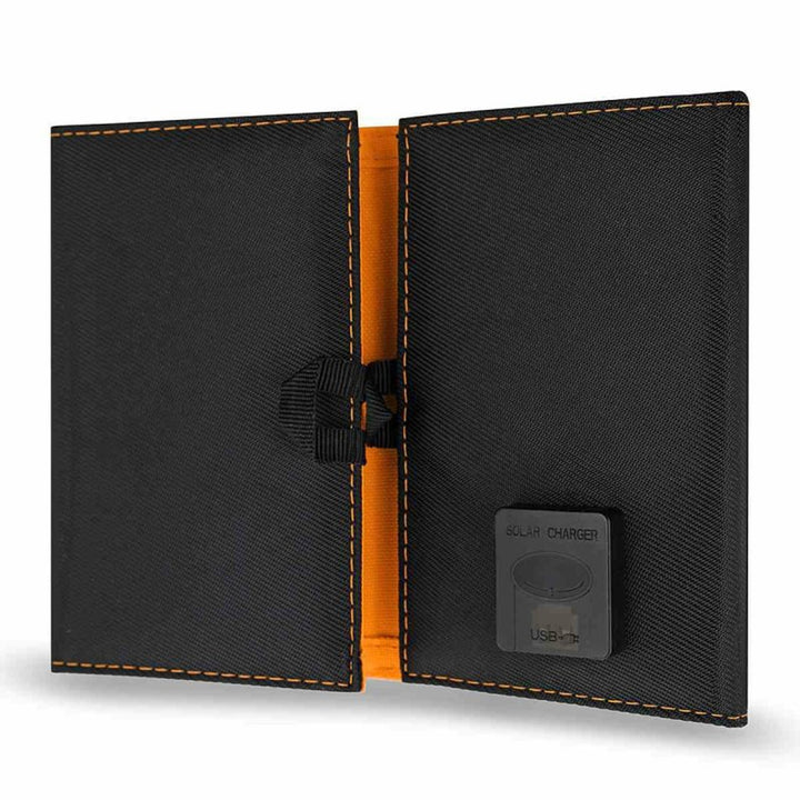 Panel solarny, ładowarka, 6W, 1 port USB, czarno-pomarańczowy, A01