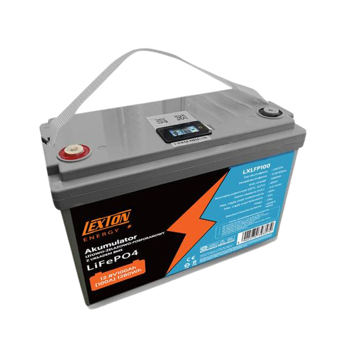 Akumulator litowo-żelazowo-fosforanowy LiFePo4 Lexton, z układem BMS, 12,8V, 100Ah, LXLFP100