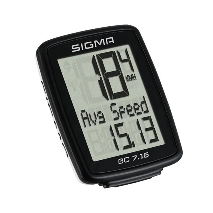Licznik rowerowy Sigma, przewodowy, start/stop, trzyrzędowy wyświetlacz, BC 7.16