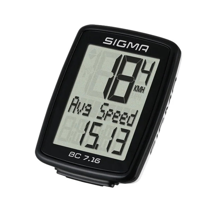 Licznik rowerowy Sigma, przewodowy, start/stop, trzyrzędowy wyświetlacz, BC 7.16