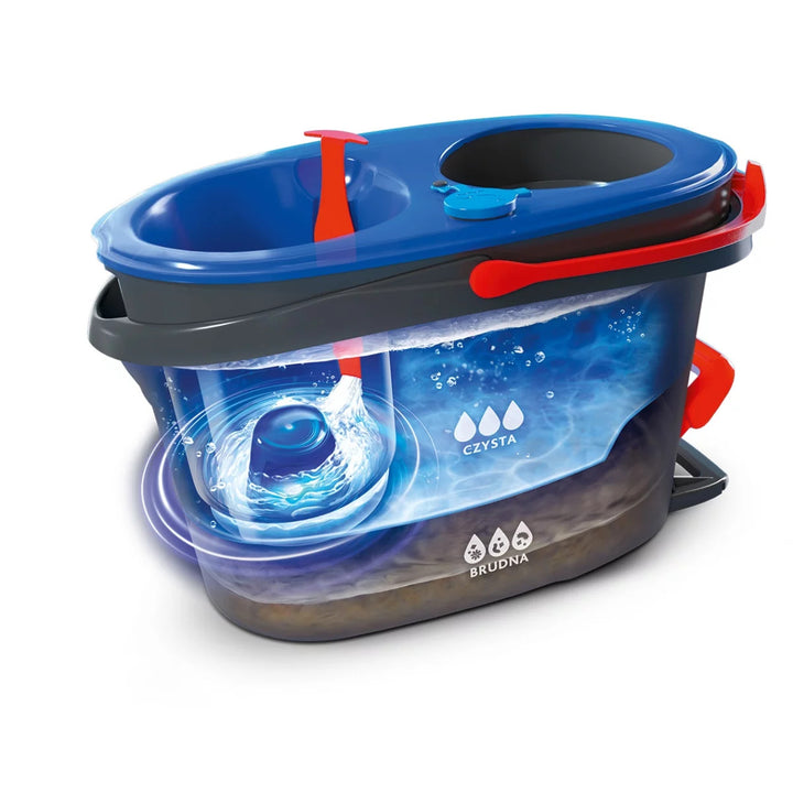 Mop obrotowy Vileda, dwie komory, system odwirowujący, składany drążek, łatwe mycie narożników, turbo H2prO