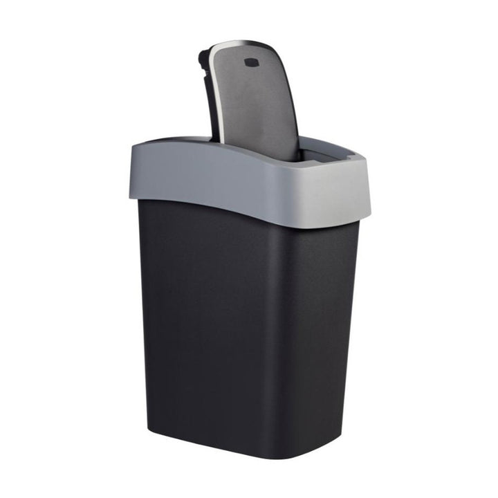 Kosz na śmieci Curver, z pokrywą, uchylny, 25l, czarno-srebrny, Flip Bin