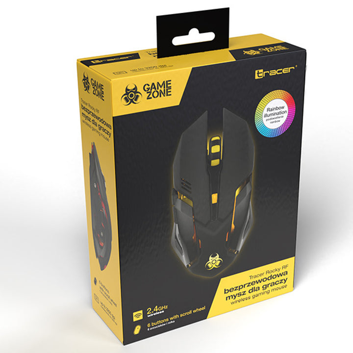 Mysz gamingowa Tracer, bezprzewodowa, akumulator 500mAh, 3200 DPI, Gamezone Rocky RF Nano