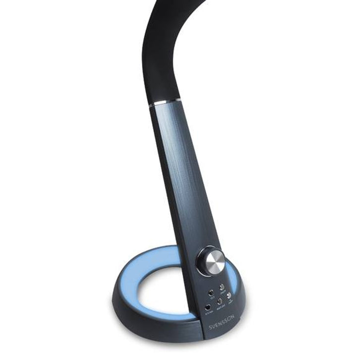Lampka biurowa Svensson, 450 Lumen, Moc 8W, trzy temperatury światła, funkcja ładowania urządzeń mobilnych, podstawa RGB, LXBL1063