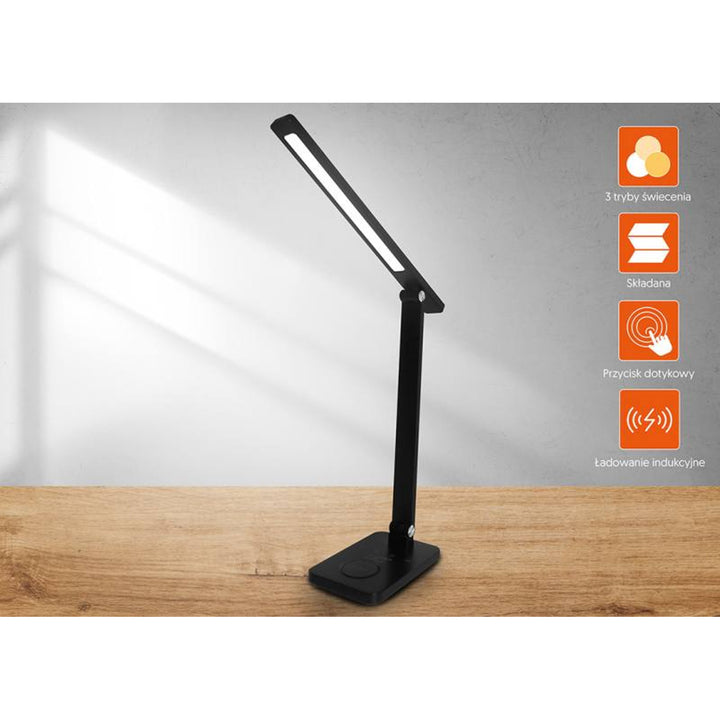Lampka biurowa LTC, LED 10W, trzy temperatury światła, ładowanie indukcyjne, panel dotykowy, LXL0099C