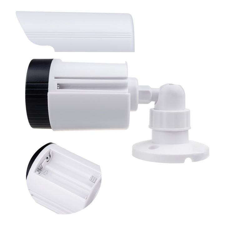 Atrapa kamery tubowej, diody IR LED, biała, zasilanie 2xAA (brak w zestawie), ABS, IR1800 W