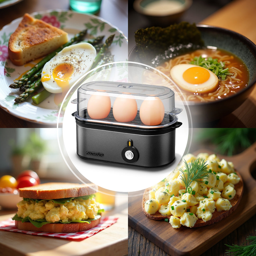 Jajowar na 3 jaja Mesko, moc 210W, wybór stopnia ugotowania, lampka kontrolna, MS 4485