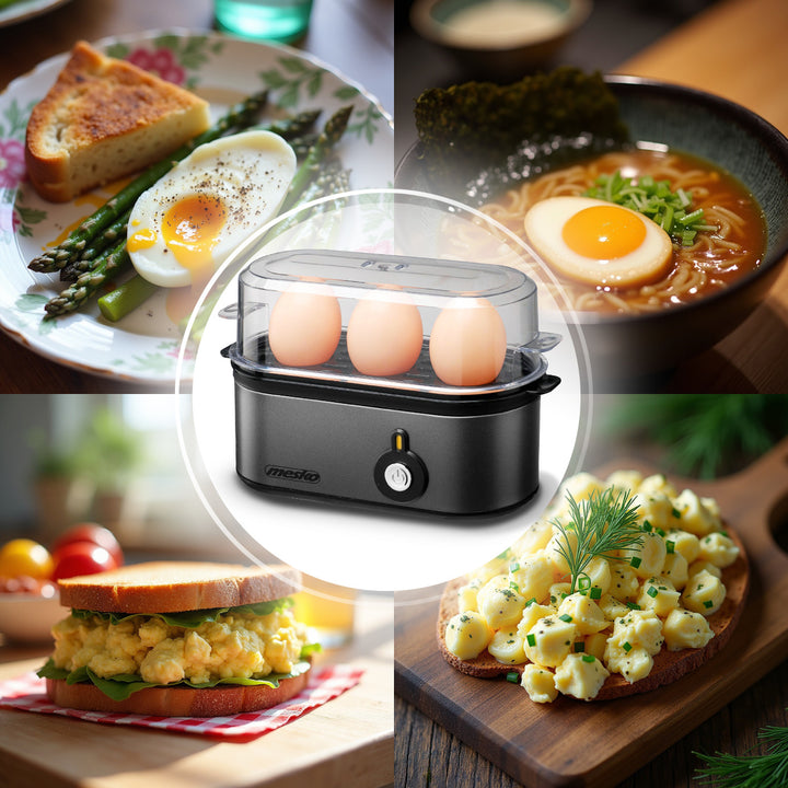 Jajowar na 3 jaja Mesko, moc 210W, wybór stopnia ugotowania, lampka kontrolna, MS 4485