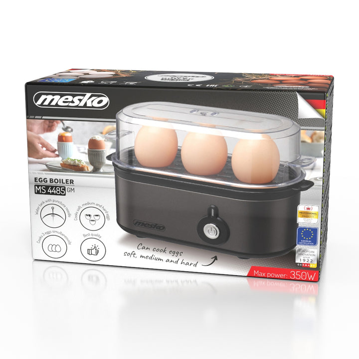 Jajowar na 3 jaja Mesko, moc 210W, wybór stopnia ugotowania, lampka kontrolna, MS 4485