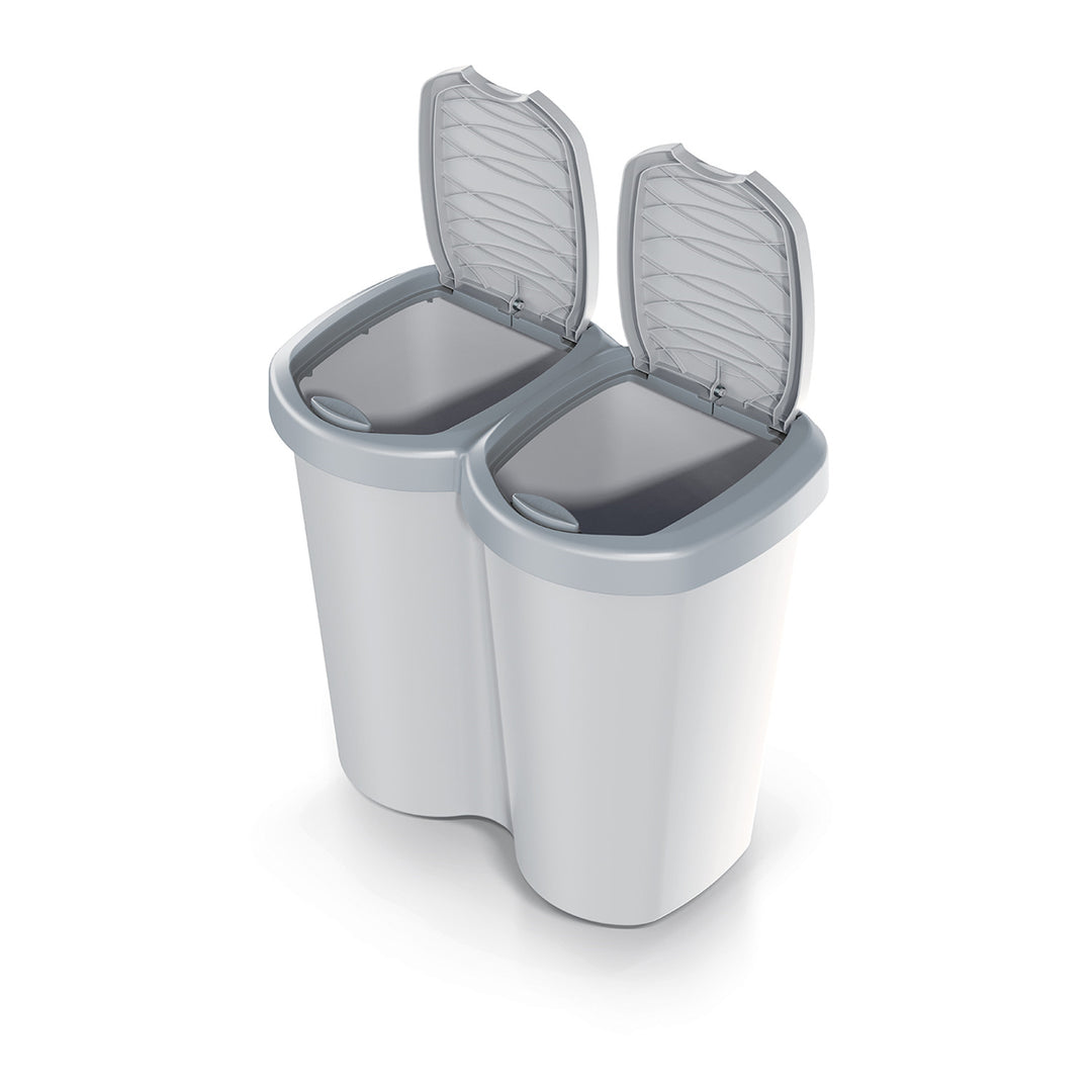 Kosz na śmieci Compacta B Duo, szary/popielaty, pojemność 40L, jedna komora, dwie pokrywki, wersja przyścienna, NDBS40-429U_427C
