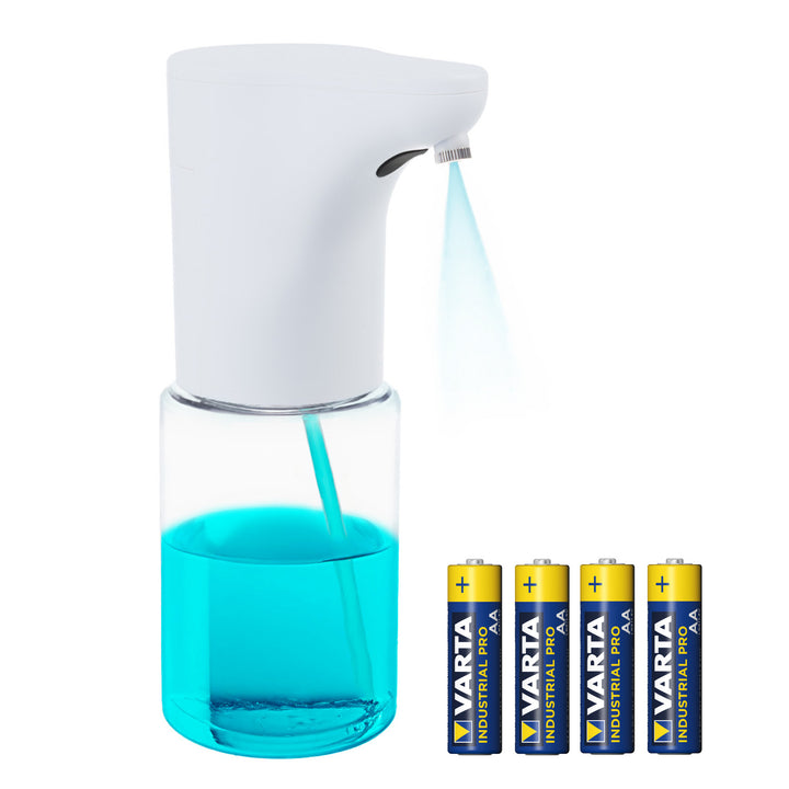 Automatyczny dozownik Promedix, pojemnik dyspenser do płynnych mydeł, płynów dezynfekujących, 300ml, biały, PR-540 W + 4 baterie AA Varta Industrial