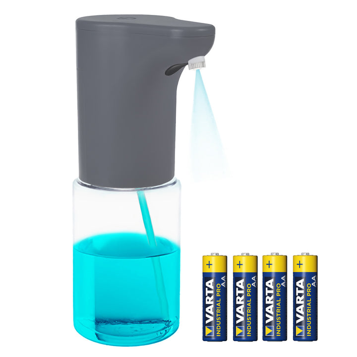 Automatyczny dozownik Promedix, pojemnik dyspenser do płynnych mydeł, płynów dezynfekujących, 300ml, szary, PR-540 GR + 4 baterie AA Varta Industrial