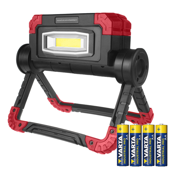 Lampa robocza LED COB Maclean, 300 lm, 3 tryby świecenia, temp. barw.6500K, MCE439 + 4x bateria Varta Industrial AA