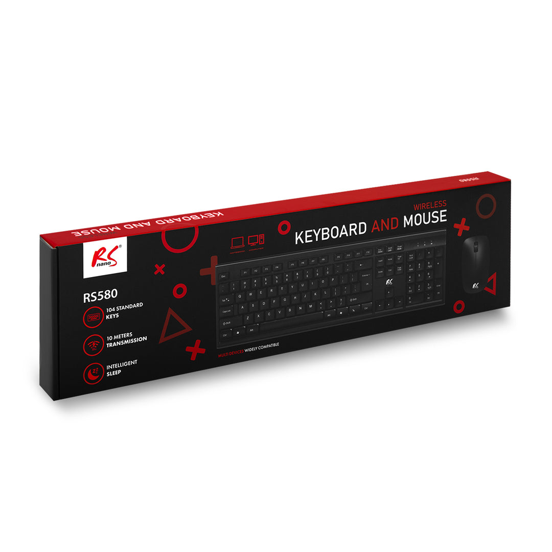 Klawiatura + mysz bezprzewodowa COMBO NanoRS, RS580 + 2x bateria AAA alkaliczna Varta Industrial