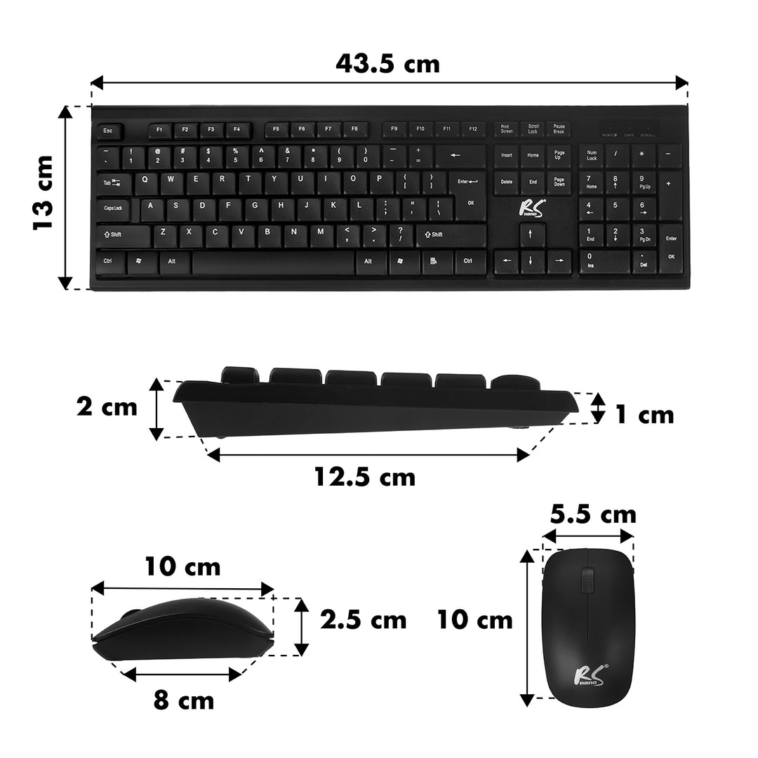 Klawiatura + mysz bezprzewodowa COMBO NanoRS, RS580 + 2x bateria AAA alkaliczna Varta Industrial