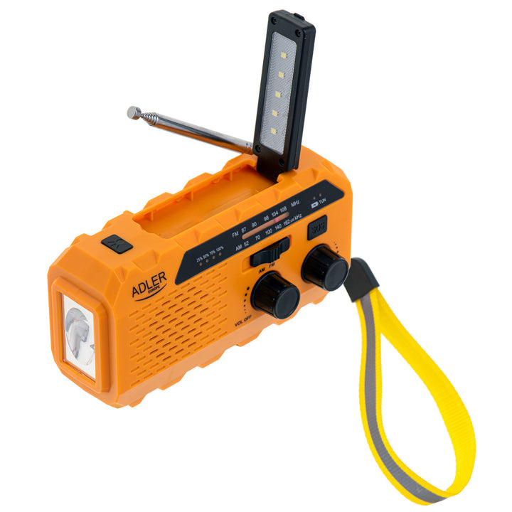 Radio solarne Adler, akumulator 1200 mAh, latarka, korbka ręczna, AD 1197