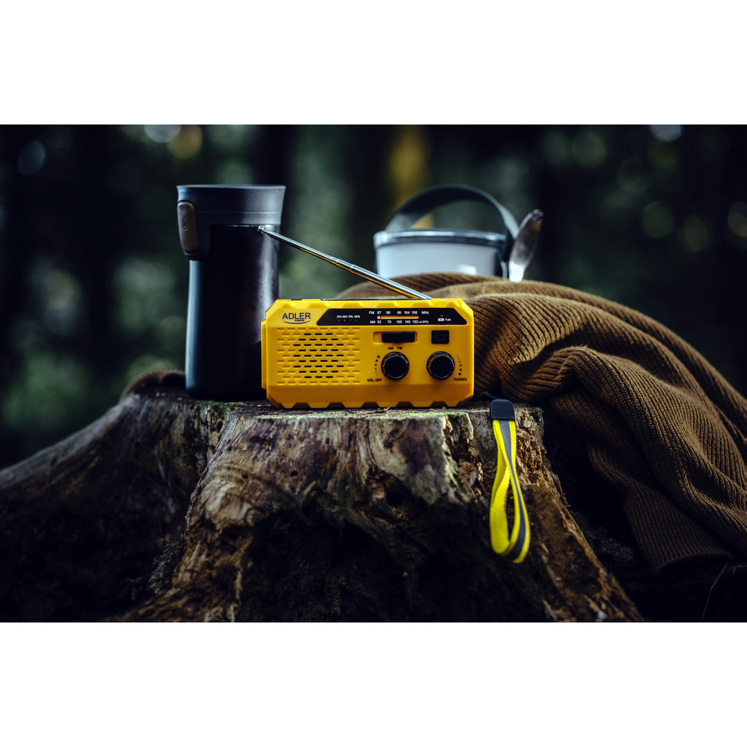 Radio solarne Adler, akumulator 1200 mAh, latarka, korbka ręczna, AD 1197