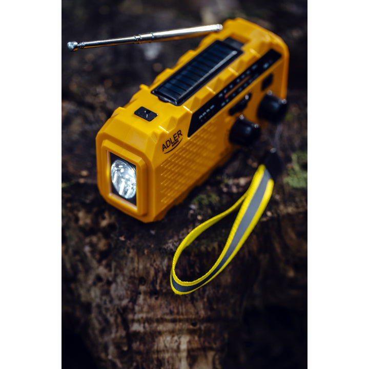 Radio solarne Adler, akumulator 1200 mAh, latarka, korbka ręczna, AD 1197