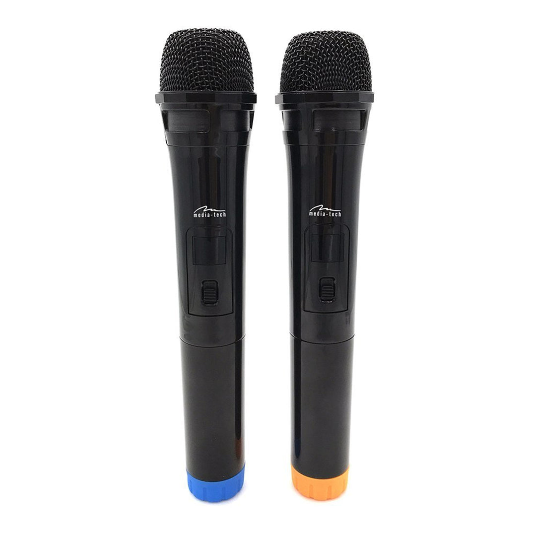 Dwa mikrofony bezprzewodowe z odbiornikiem USB do głośnika z funkcją karaoke, Mediatech MT395
