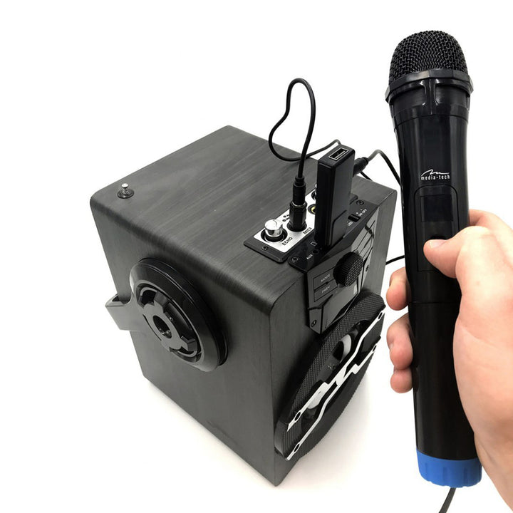 Dwa mikrofony bezprzewodowe z odbiornikiem USB do głośnika z funkcją karaoke, Mediatech MT395