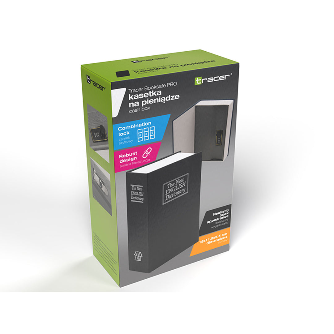 Kasetka na pieniądze Tracer, imitującą książkę, zamek szyfrowy, BookSafe Pro