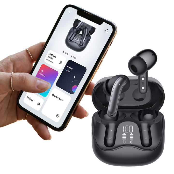 Słuchawki bezprzewodowe Audiocore, hybrydowe ANC, ENC, 6 mikrofonów, etui ładujące, Tuya, AC591 PRO