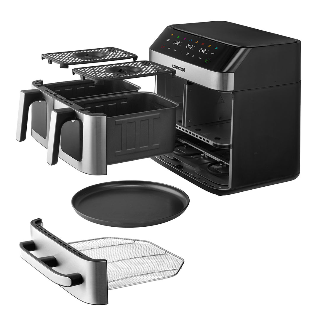 Frytkownica beztłuszczowa Concept, 3 osobne szuflady, zsychronizowane pieczenie, 8 gotowych programów, FR9000