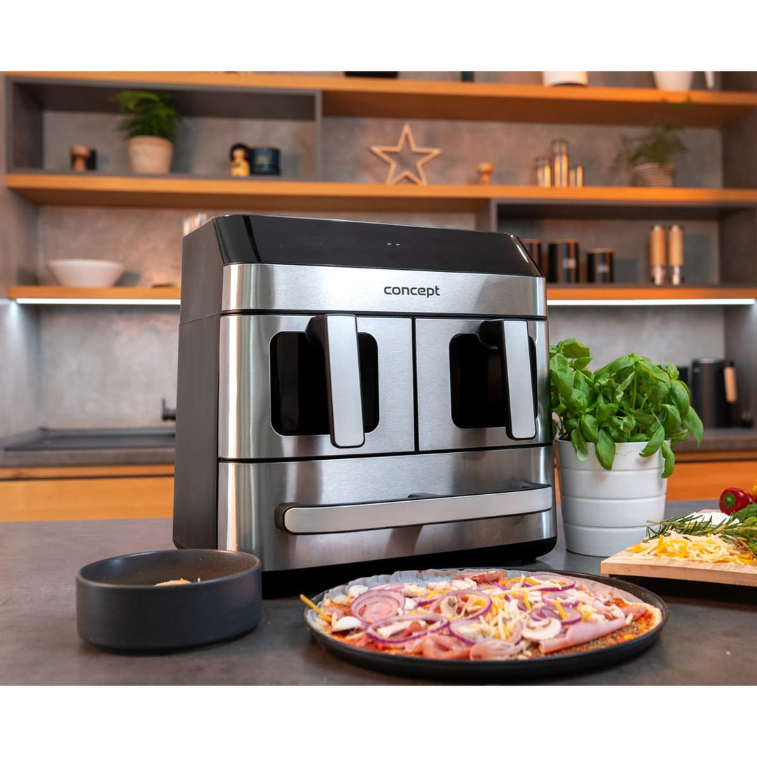 Frytkownica beztłuszczowa Concept, 3 osobne szuflady, zsychronizowane pieczenie, 8 gotowych programów, FR9000