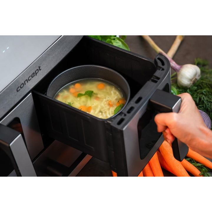 Frytkownica beztłuszczowa Concept, 3 osobne szuflady, zsychronizowane pieczenie, 8 gotowych programów, FR9000