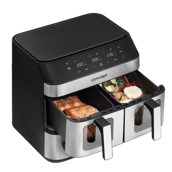 Frytkownica beztłuszczowa Concept, 3 osobne szuflady, zsychronizowane pieczenie, 8 gotowych programów, FR9000