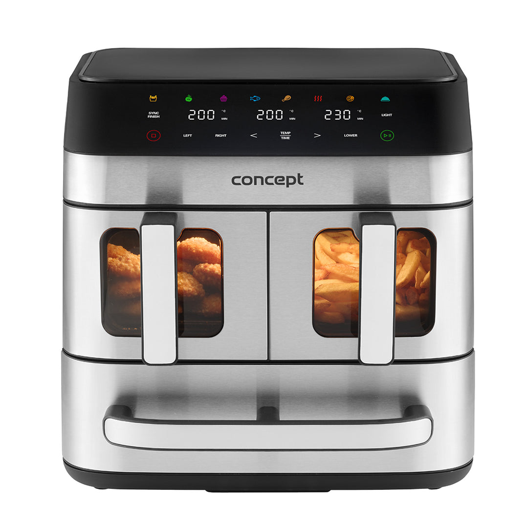 Frytkownica beztłuszczowa Concept, 3 osobne szuflady, zsychronizowane pieczenie, 8 gotowych programów, FR9000