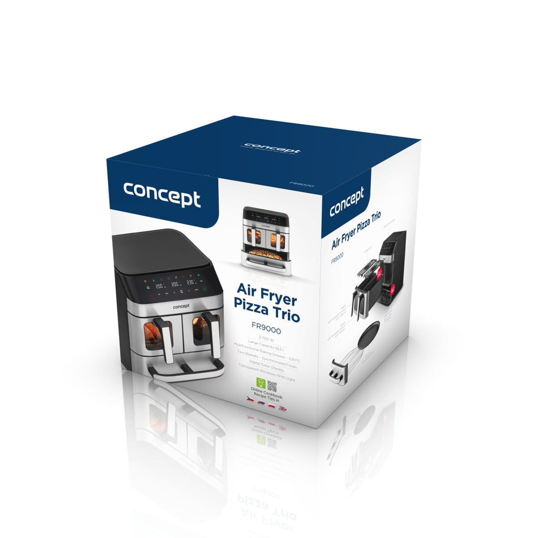 Frytkownica beztłuszczowa Concept, 3 osobne szuflady, zsychronizowane pieczenie, 8 gotowych programów, FR9000