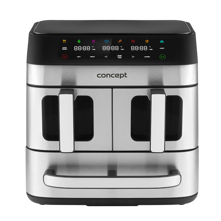 Frytkownica beztłuszczowa Concept, 3 osobne szuflady, zsychronizowane pieczenie, 8 gotowych programów, FR9000