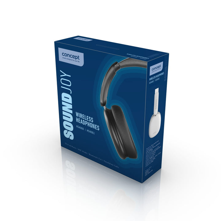 Słuchawki nauszne bezprzewodowe Concept SoundJoy, czas odtwarzania do 70 godzin, Bluetooth 5.4, szybkie ładowanie, aktywna redukcja szumów do 33dB, białe, HS4061