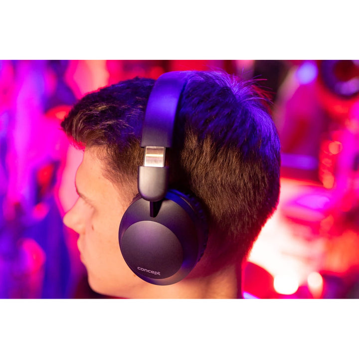 Słuchawki nauszne bezprzewodowe Concept SoundJoy, czas odtwarzania do 45 godzin, Bluetooth 6,0, szybkie ładowanie, aktywna redukcja szumów do 18dB, czarne, HS4080