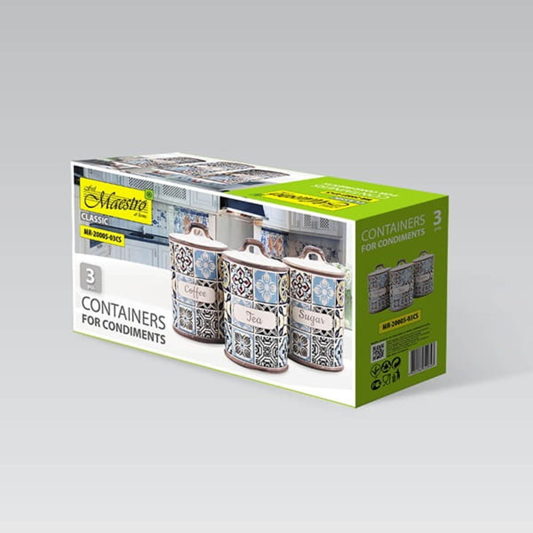 Zestaw ceramicznych pojemników Holiday in Porto Maestro, 3 elementy, pojemność 800ml, silikonowa uszczelka, MR-20005-03CS