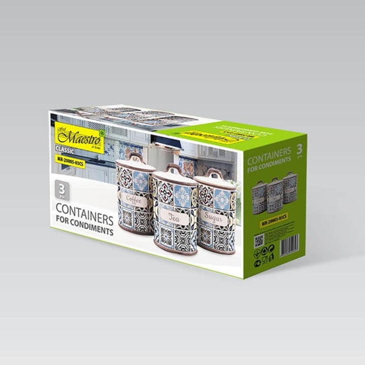 Zestaw ceramicznych pojemników Holiday in Porto Maestro, 3 elementy, pojemność 800ml, silikonowa uszczelka, MR-20005-03CS