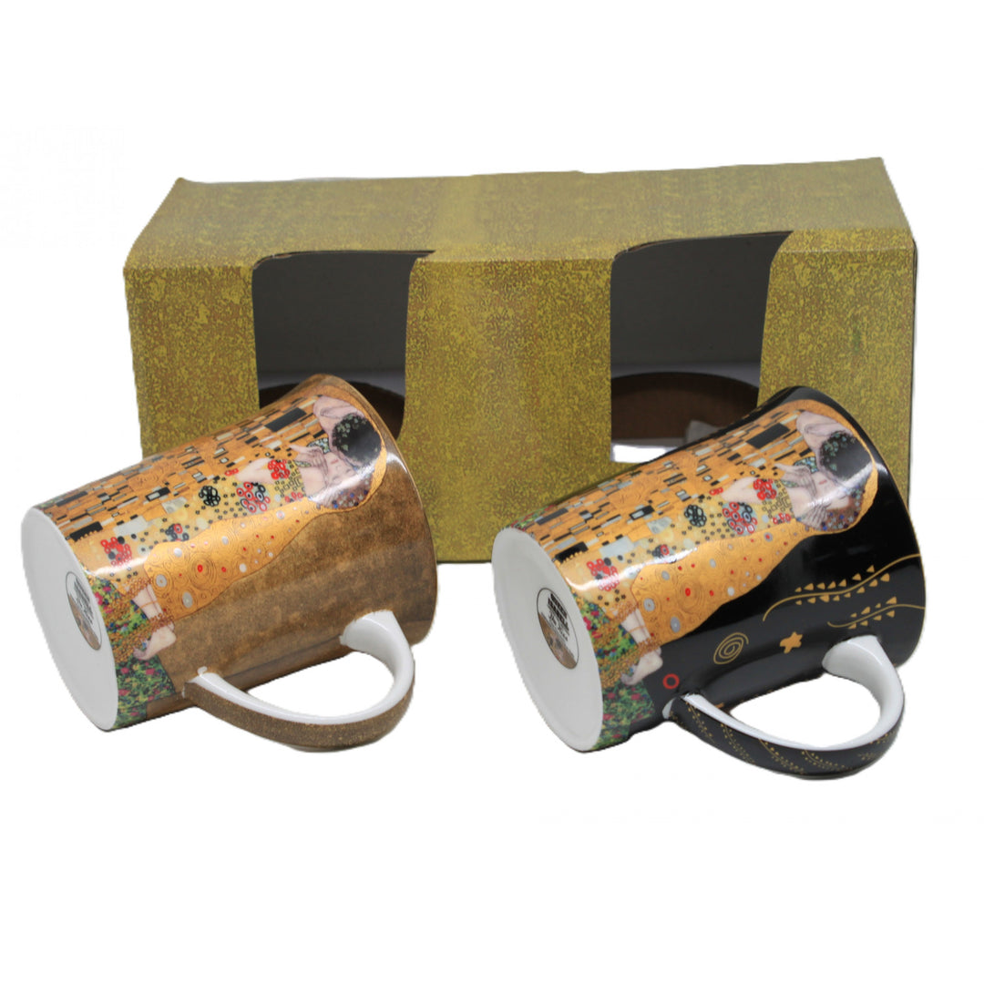 Kubki Gustav Klimt Pocałunek czarny i nrązowy 400ml, Queen Isabel