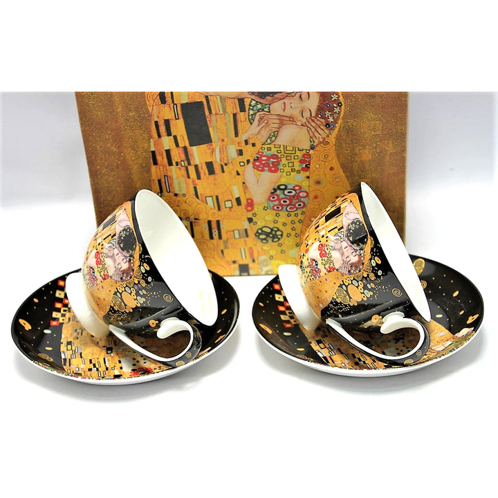 Zestaw 2 porcelanowych filiżanek Queen Isabell, motyw Pocałunek Klimta, 250ml, W8KL356-22383