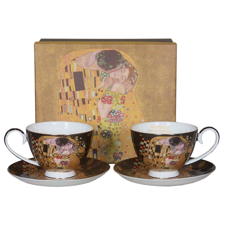 Zestaw 2 porcelanowych filiżanek Queen Isabell, motyw Pocałunek Klimta, 250ml, W8KL356-22383