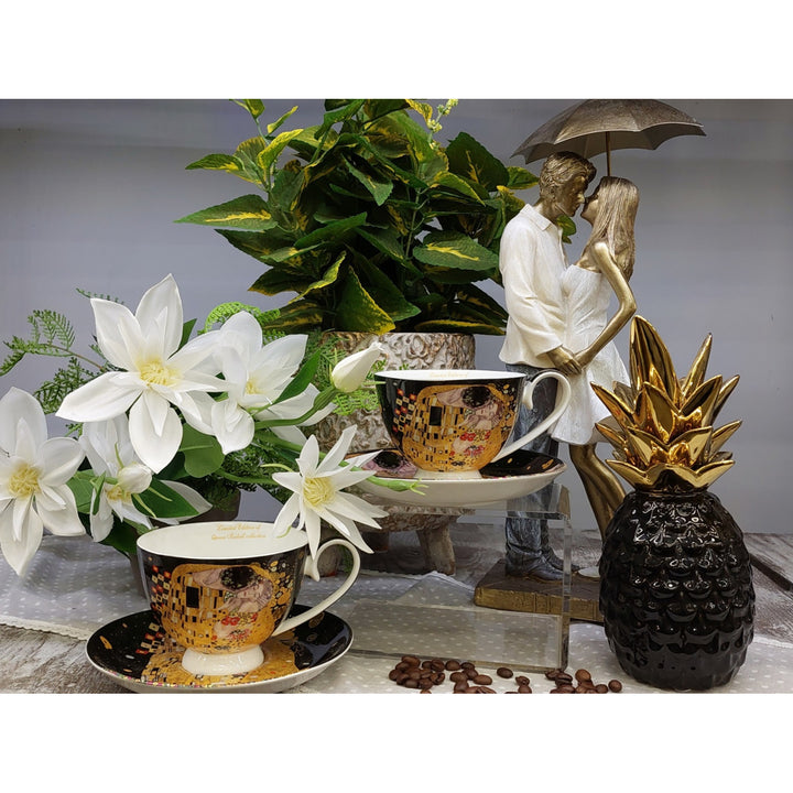 Zestaw 2 porcelanowych filiżanek Queen Isabell, motyw Pocałunek Klimta, 250ml, W8KL356-22383