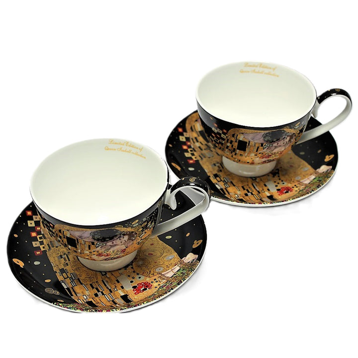 Zestaw 2 porcelanowych filiżanek Queen Isabell, motyw Pocałunek Klimta, 250ml, W8KL356-22383