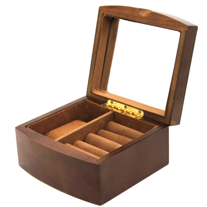 Szkatułka na biżuterię, drewniana, brązowa, organizer, przegródki, Queen Isabel