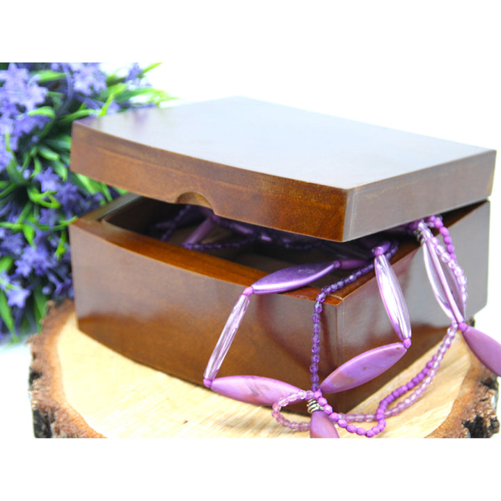 Szkatułka na biżuterię, drewniana, brązowa, organizer, przegródki, Queen Isabel